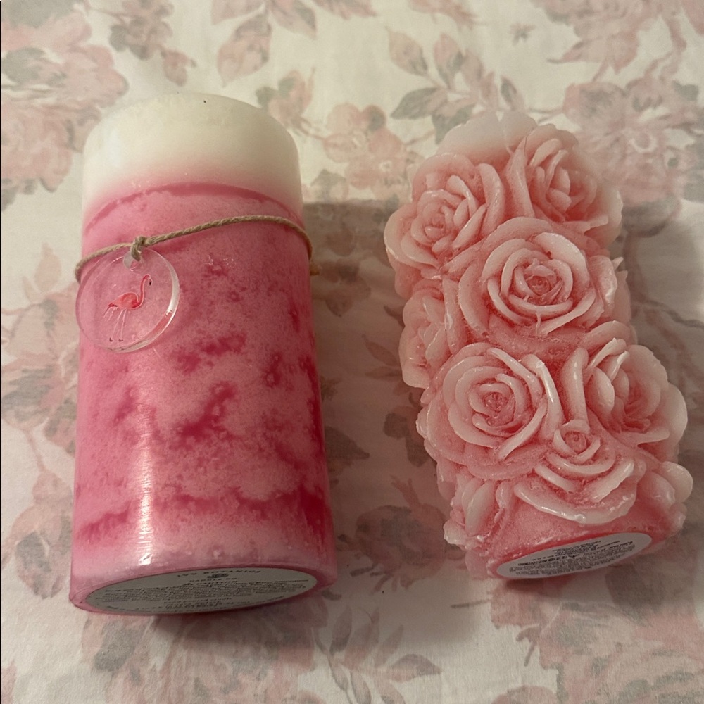 Pink and White Rose Candles